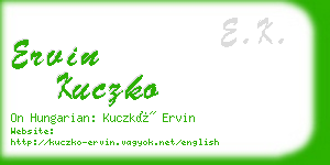 ervin kuczko business card